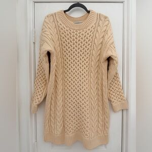 English Factory Cable Knit Legging Sweater Chunky Grandpa Sweater Cream Size-M